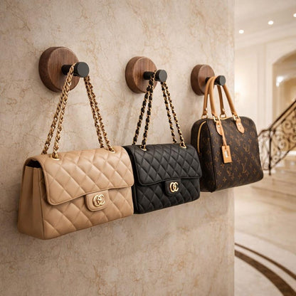 Walnut Wall Hook Modern Wood Bag & Coat Hanger Keyhole Mount - Stumps Custom Wood