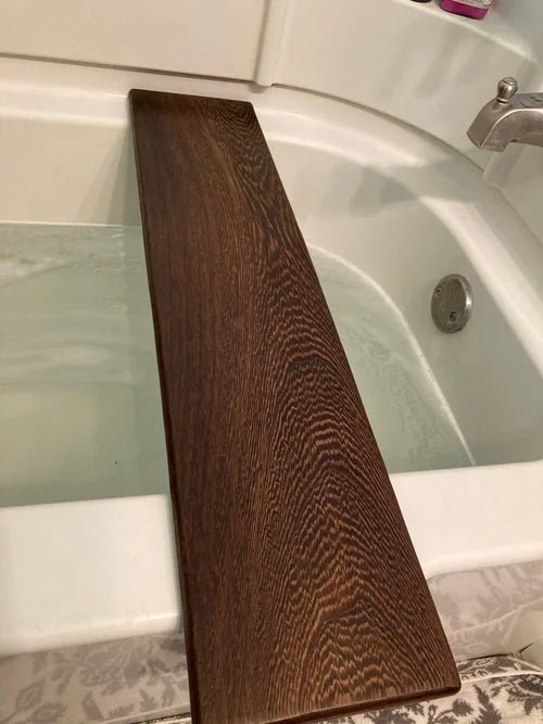 Wenge Wood Bathtub Tray | Handmade Exotic Wooden Bath Board - Stumps Custom Wood