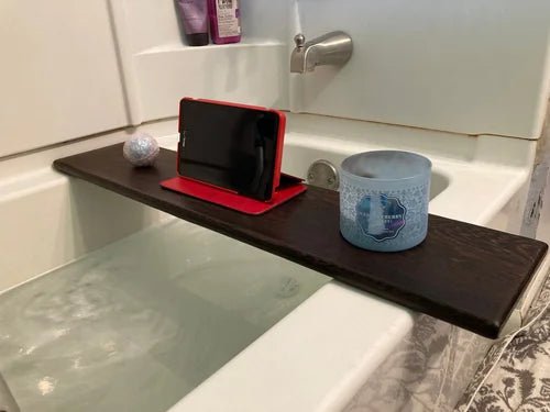 Wenge Wood Bathtub Tray | Handmade Exotic Wooden Bath Board - Stumps Custom Wood