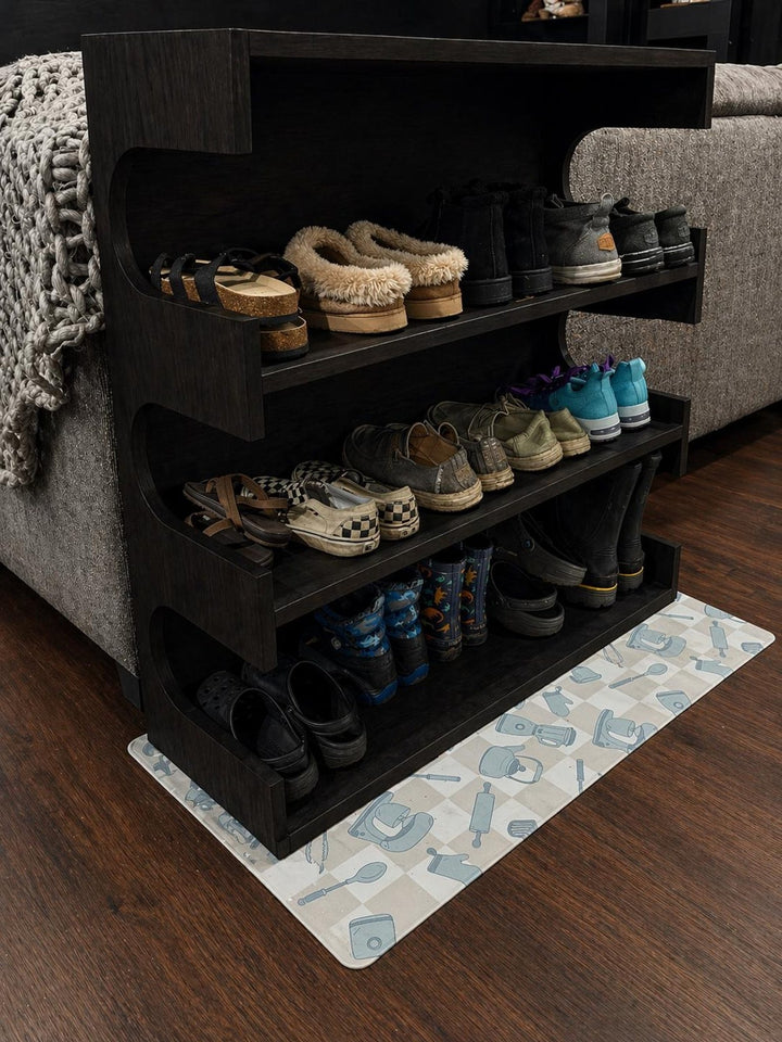 Wood Shoe Storage Organizer Rack for Entryway Shoes - Stumps Custom Wood