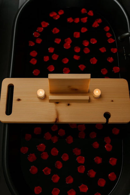 wooden bathtub tray with book holder: Wooden Bath Tub Caddy - Stumps Custom Wood