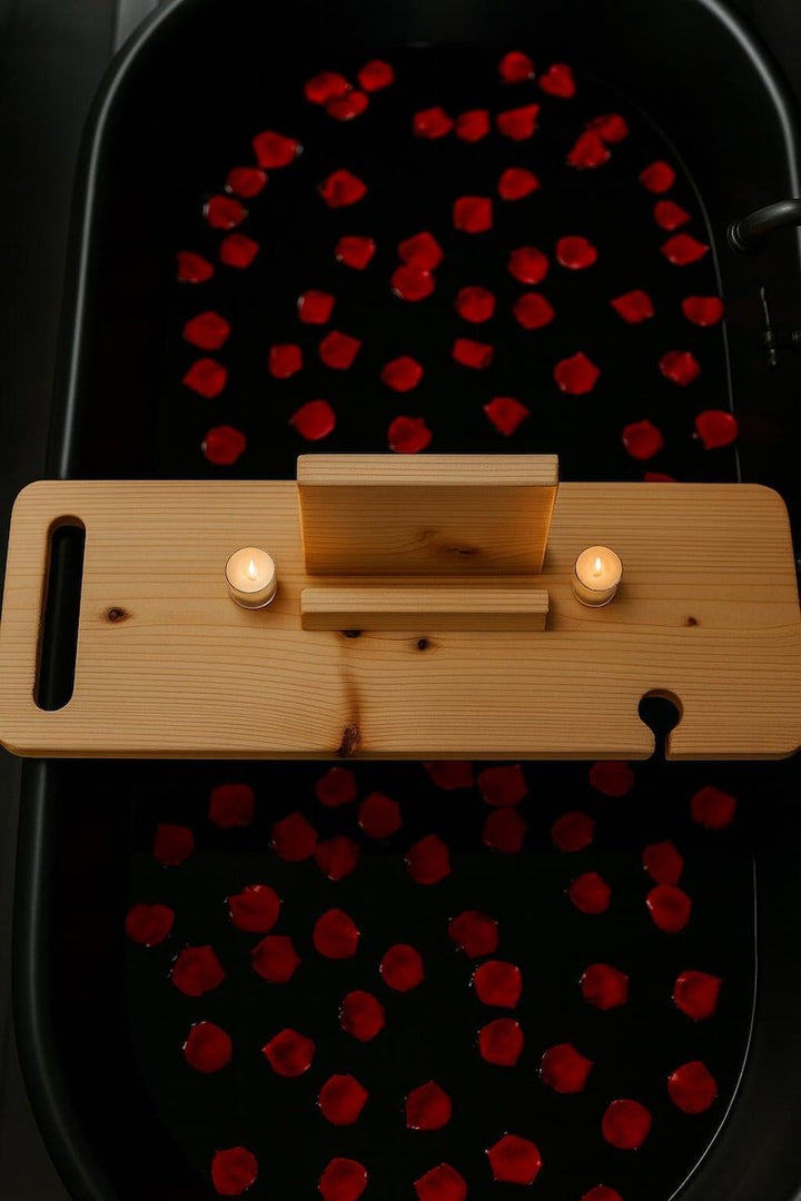 wooden bathtub tray with book holder: Wooden Bath Tub Caddy - Stumps Custom Wood