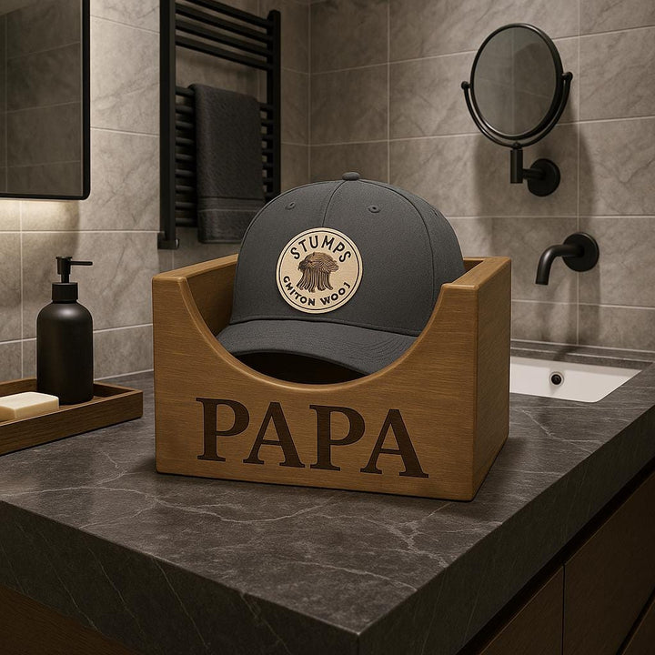 wooden hat organizer box: Custom Groomsmen Gift, Rustic Storage - Stumps Custom Wood