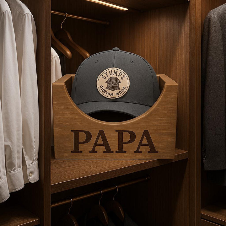 wooden hat organizer box: Custom Groomsmen Gift, Rustic Storage - Stumps Custom Wood