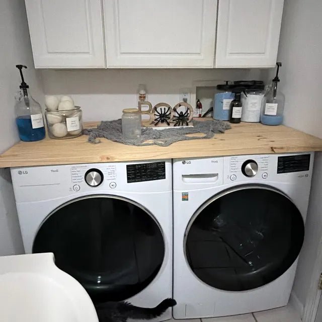 Wooden Washer and Dryer Top: Custom Laundry Room Countertop - Stumps Custom Wood