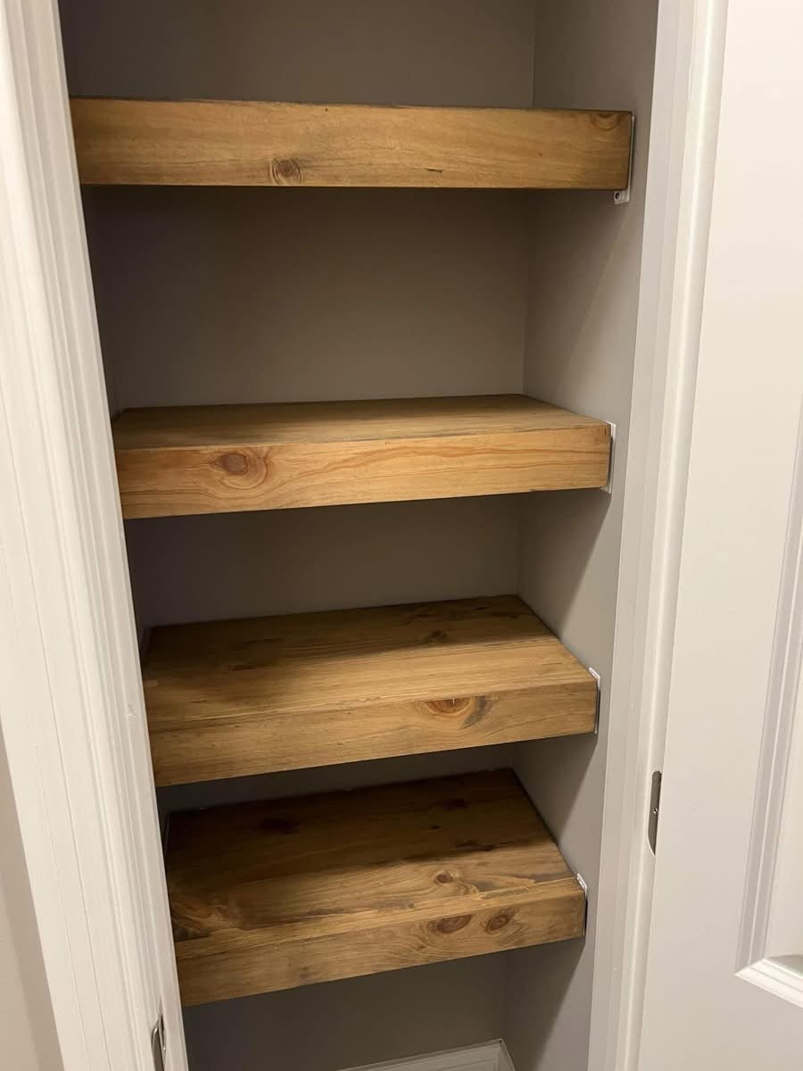 Wooden Wire Shelf Covers | Custom Floating Shelf Tops - Stumps Custom Wood