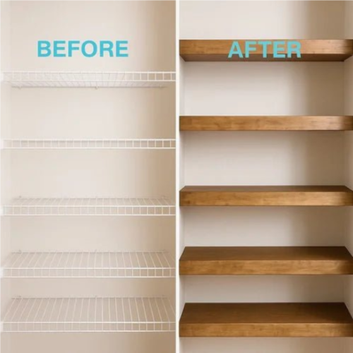 Wooden Wire Shelf Covers | Custom Floating Shelf Tops - Stumps Custom Wood