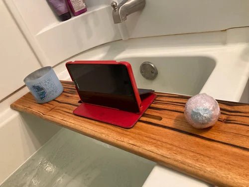 Zebra Wood Bathtub Tray | Handmade Exotic Wooden Bath Board - Stumps Custom Wood
